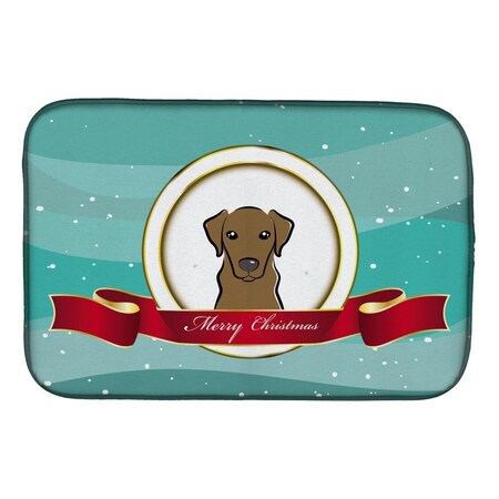 Carolines Treasures Chocolate Labrador Merry Christmas Dish Drying Mat BB1544DDM